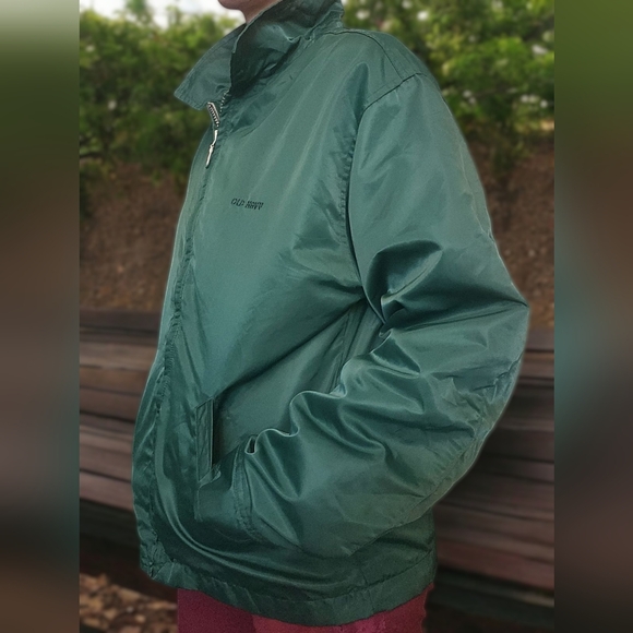 Vintage 1990s Old Navy Rain Jacket Men's M Green - Picture 4 of 13